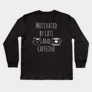 Motivated by Cats and Caffeine Kids Long Sleeve T-Shirt